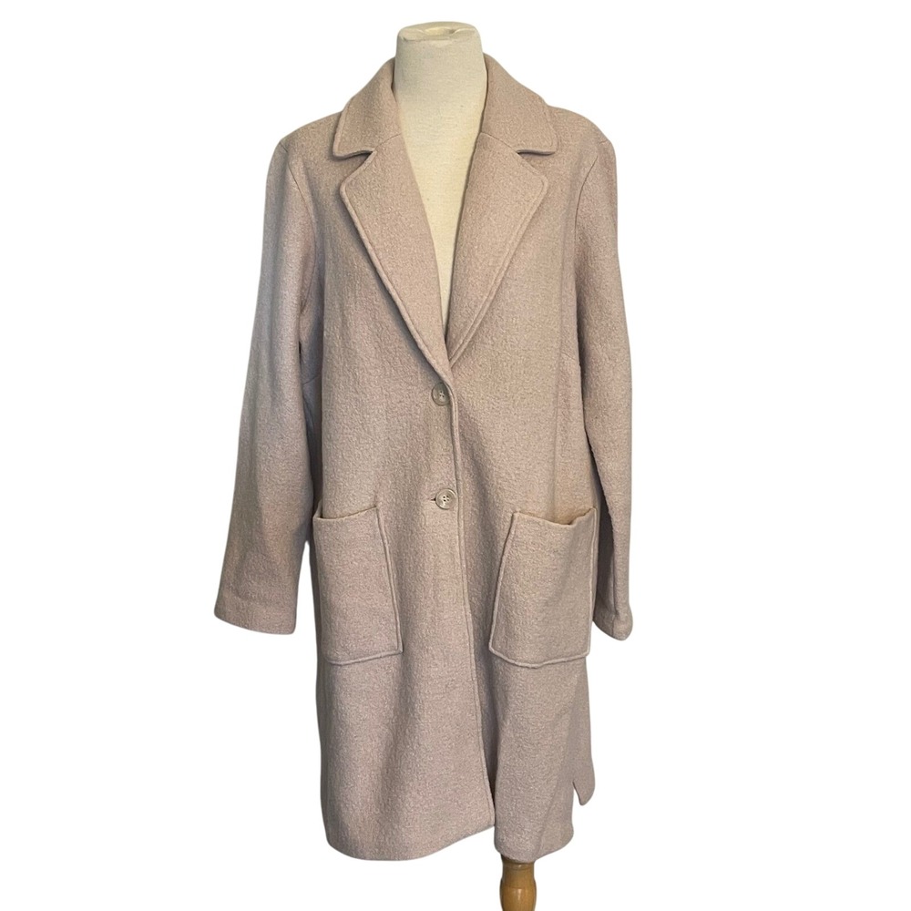 Tribal Women's Pink Wool Blend‎ Button Long Jacket Size P/L Lagenlook Minimalist